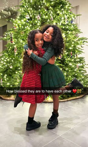 <p>Khloe Kardashian/Snapchat</p> Dream Kardashian and True Thompson