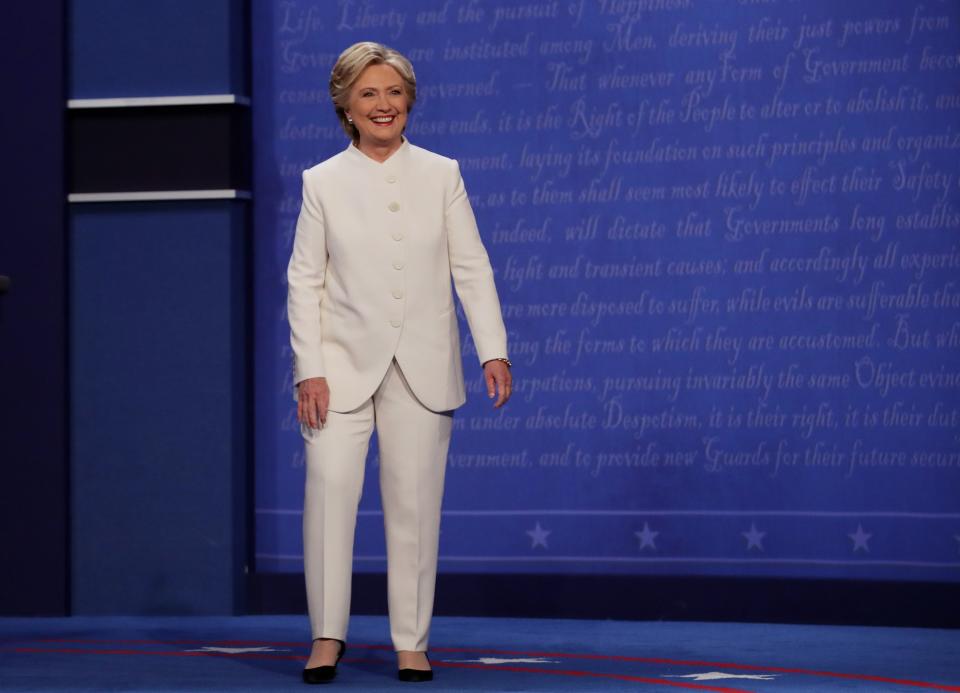 November: Hillary Clinton causes a trouser suit revival