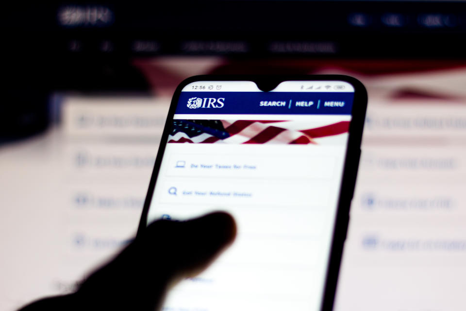  In this photo illustration the Internal Revenue Service (IRS) website seen displayed on a smartphone. (Photo Illustration by Rafael Henrique/SOPA Images/LightRocket via Getty Images)
