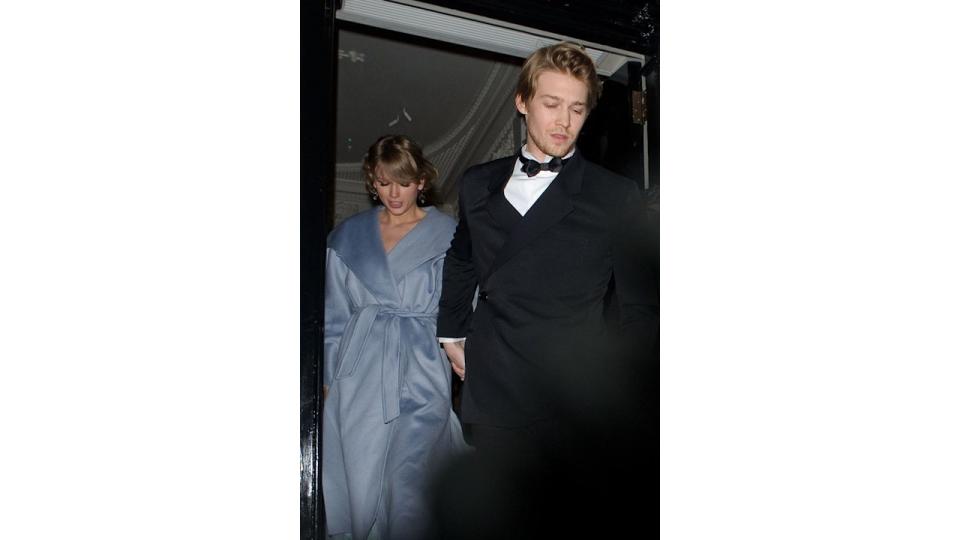 Taylor Swift and Joe Alwyn seen attending the Vogue BAFTA party at Annabel's club in Mayfair on February 10, 2019 in London, England. (Photo by GOR/GC Images)