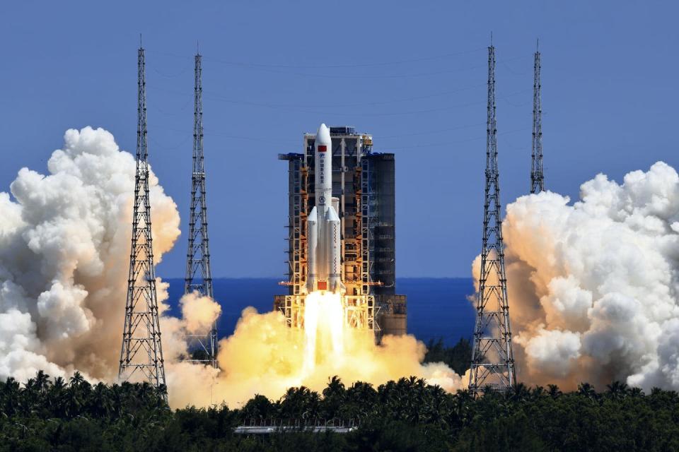 The Long March 5B Y3 carrier rocket was launched from the Wenchang Space Launch Centre in China’s Hainan province on July 24. Some of its debris fell into the Indian Ocean on Saturday. Li Gang/AP