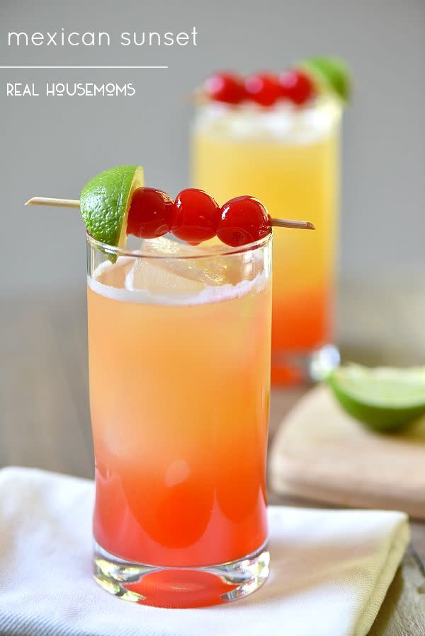 <p>If you can't watch a Mexican sunset, drink one.</p><p>Get the recipe from <a href="http://realhousemoms.com/mexican-sunset/" rel="nofollow noopener" target="_blank" data-ylk="slk:Real Housemoms;elm:context_link;itc:0;sec:content-canvas" class="link ">Real Housemoms</a>.</p>