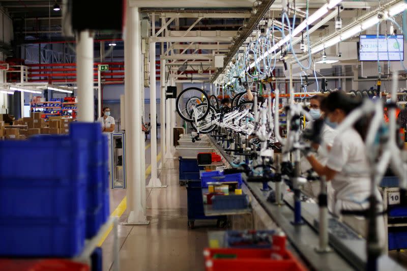 Workers are seen in RTE bicycles factory in Vila Nova de Gaia