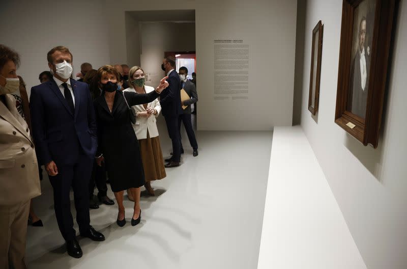 French President Emmanuel Macron at Foundation Louis Vuitton