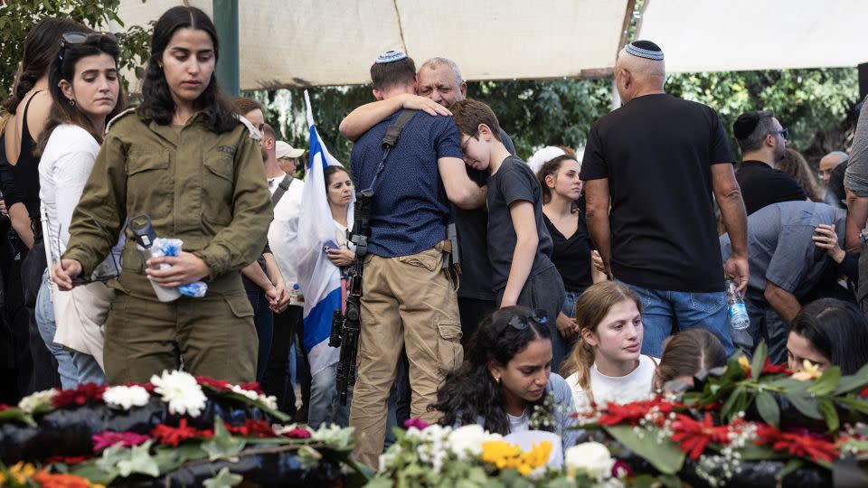 Gadi Eisenkot attends the funeral of his son Gal Eisenkot, who was killed while serving with the Israeli military in Gaza, December 8, 2023. - Oren Ziv/AFP/Getty Images