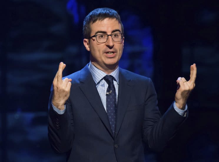 In this Feb. 28, 2015 file photo, John Oliver speaks at Comedy Central’s “Night of Too Many Stars: America Comes Together for Autism Programs” in New York. Oliver used nearly the entire season finale of his HBO show on Nov. 13, 2016, to criticize President-elect Donald Trump. (Photo by Charles Sykes/Invision/AP, File)