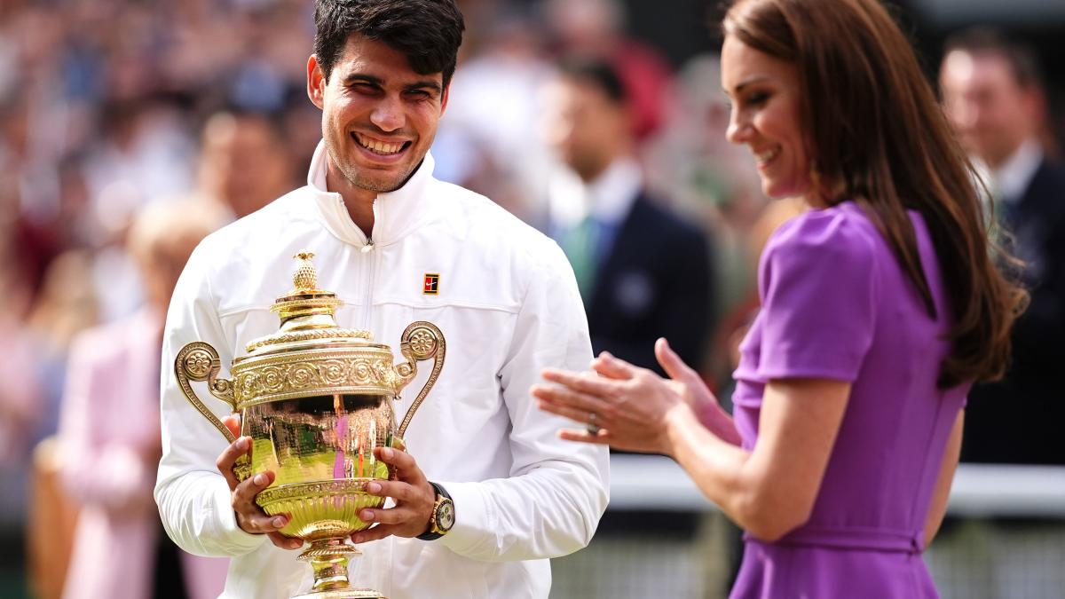 Kate presents Wimbledon men’s final trophy to Carlos Alcaraz