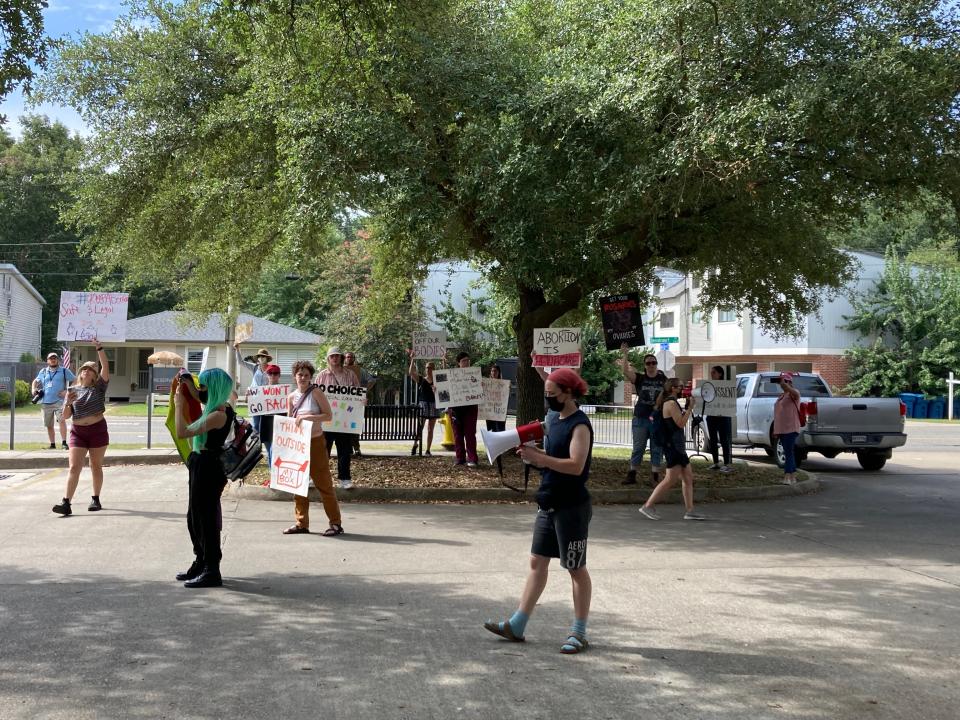 Protestors gather on SLCC campus Wednesday June 29 in opposition of Louisiana's "Trigger" bill SB 342