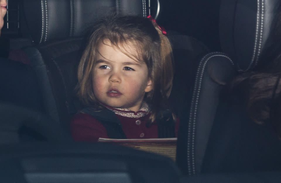 It was a family affair, with Princess Charlotte looking sleepy after the lunch. Photo: Getty
