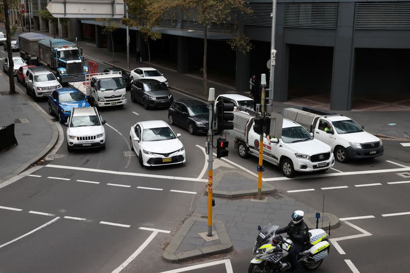 Increased traffic is seen in the city centre following the easing of restrictions implemented to curb the spread of the coronavirus disease (COVID-19) in Sydney