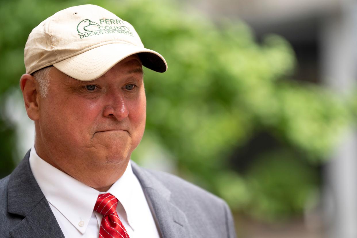 Ex-Ohio House Speaker Larry Householder walks into the Potter Stewart Federal Courthouse in Cincinnati where he was sentenced after being convicted of corruption charges on  June 29, 2023.