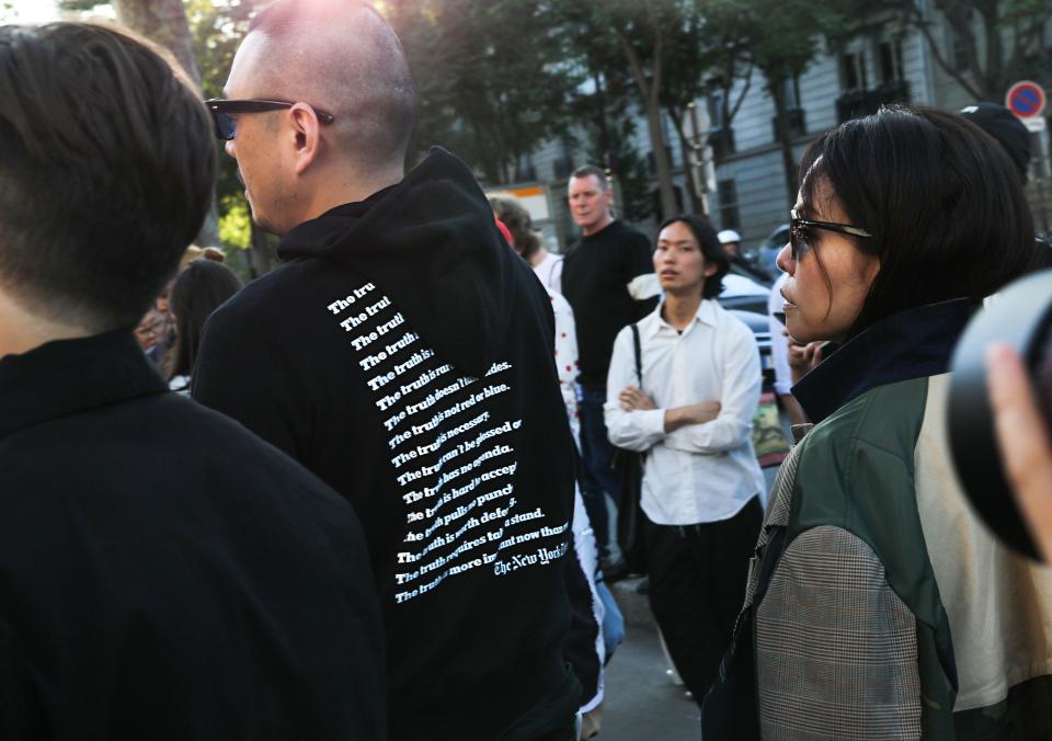 <h1 class="title">Sacai hoodie, left, and Chitose Abe in Sacai, <em>right</em></h1><cite class="credit">Photographed by Phil Oh</cite>