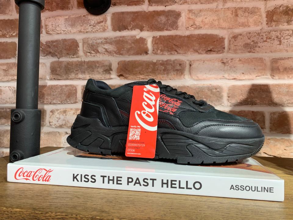 The Coca-Cola branded trainers in the store.