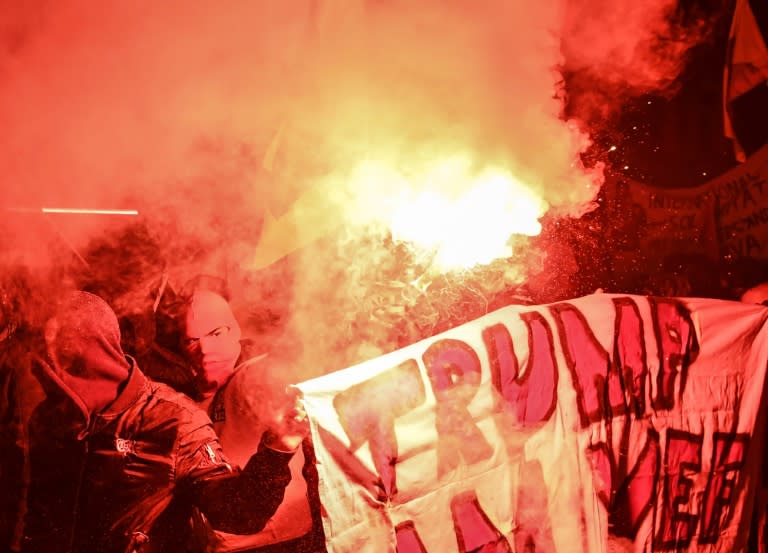 Protesters rallied in Zurich against Donald Trump's upcoming visit to Davos