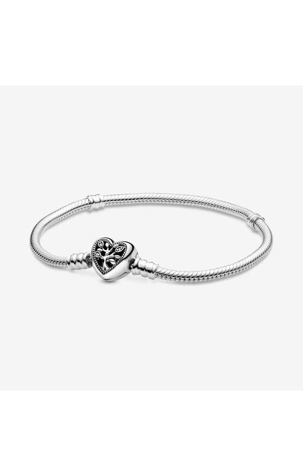 Family Tree Heart Clasp Snake Chain Bracelet