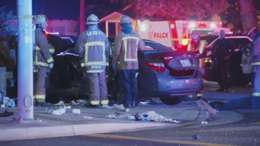 Three women were killed and another three victims were injured after a violent crash in Pomona involving a driver under the influence on Mar. 2, 2024. (KeyNewsTV)