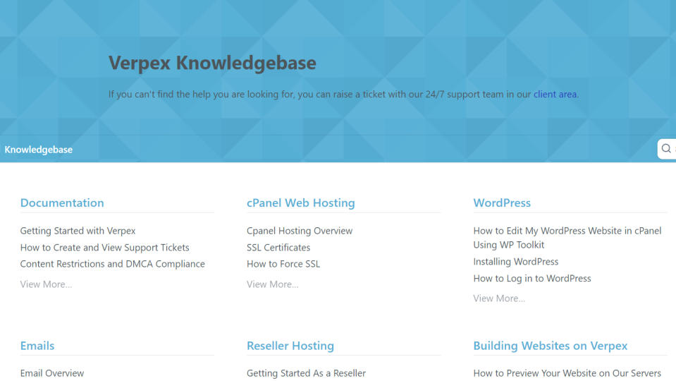 Verpex knowledge base