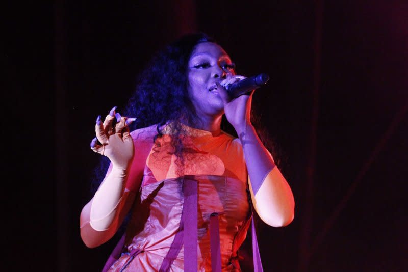 SZA performs on stage during the Day N Vegas Music Festival at the Las Vegas Festival Grounds in Las Vegas in 2021. File Photo by James Atoa/UPI