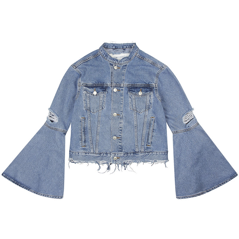 <p> <a rel="nofollow noopener" href="http://www.asos.com/asos/asos-denim-jacket-with-rips-and-fluted-sleeve/prd/7719358?iid=7719358&clr=Blue&SearchQuery=denim%20jacket&pgesize=36&pge=0&totalstyles=452&gridsize=3&gridrow=1&gridcolumn=1" target="_blank" data-ylk="slk:ASOS, £48;elm:context_link;itc:0;sec:content-canvas" class="link ">ASOS, £48</a> </p>