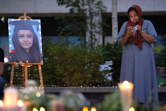 Sabina Nessa's sister at a candlelit vigil in memory of the primary school teacher