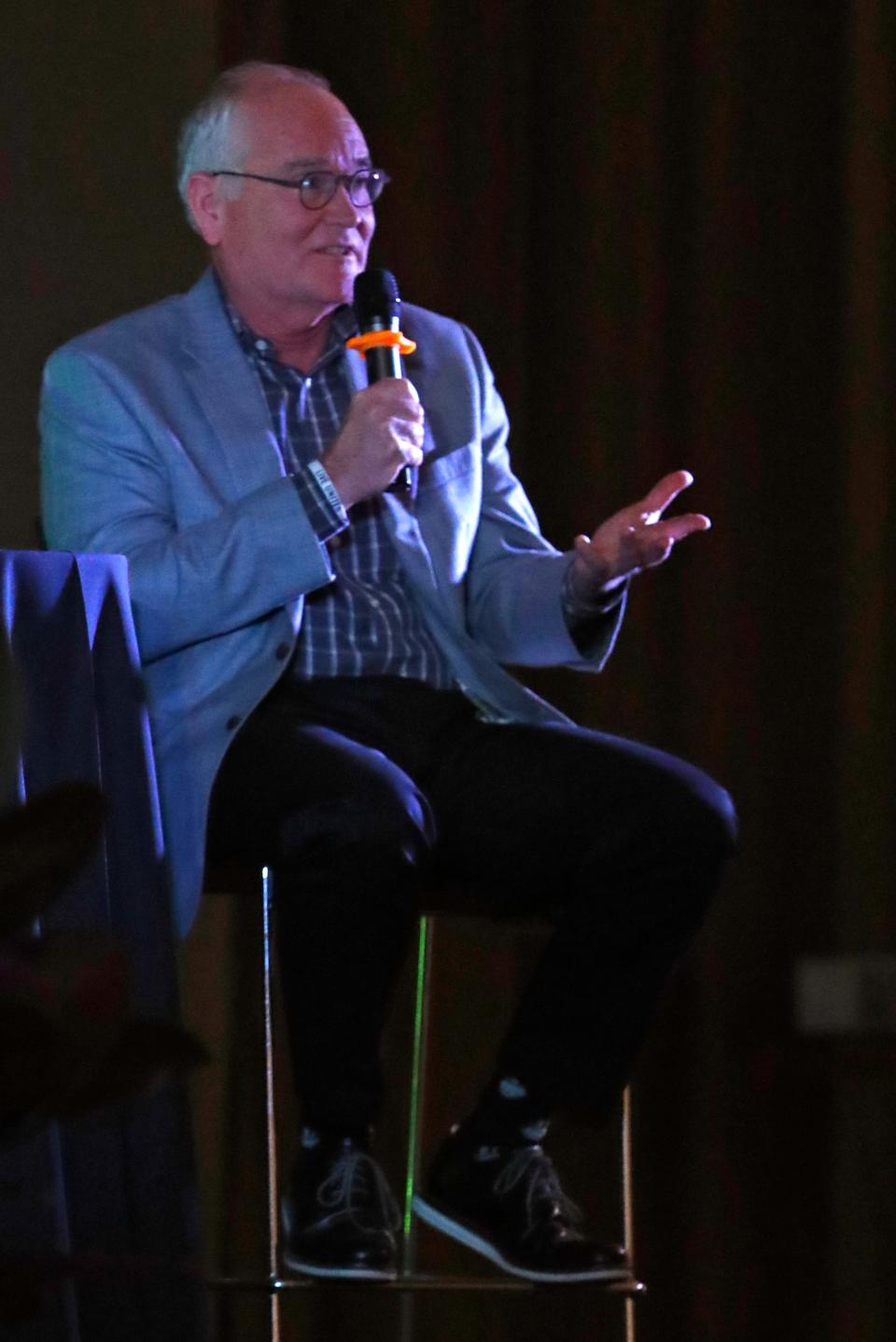 President of the Tippecanoe County Commissioners Tom Murtaugh speaks during the 2024 Quarterly Development Series: State of the Cities and County, Thursday, Feb. 22, 2024, at the Tippecanoe County Fairgrounds in Lafayette, Ind.