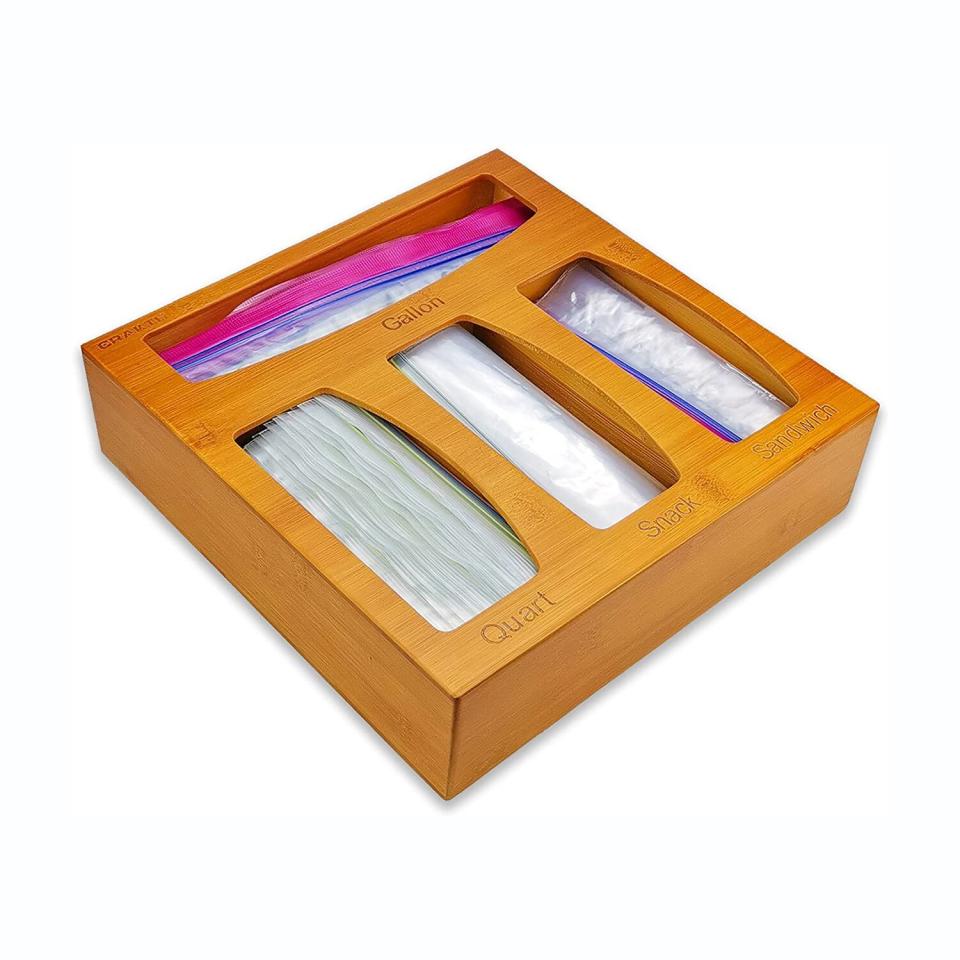 CRAKTH Bamboo Ziplock Bag Storage Organizer