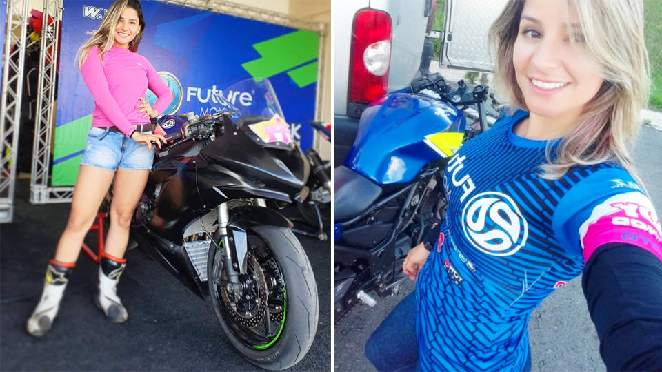 Indiana Munoz, pictured here with her beloved motorcycles.