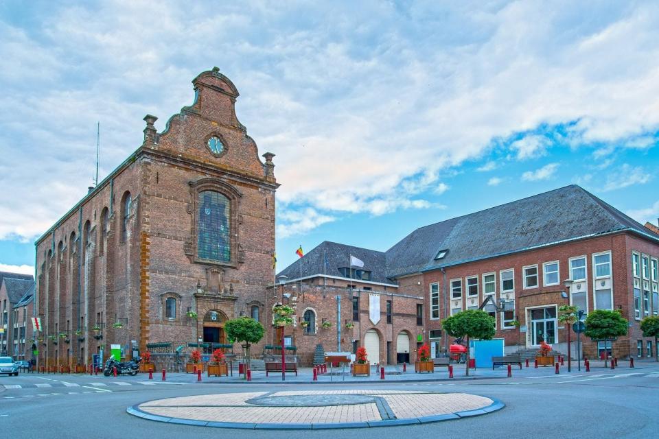 a view of wavre, belgium town hall