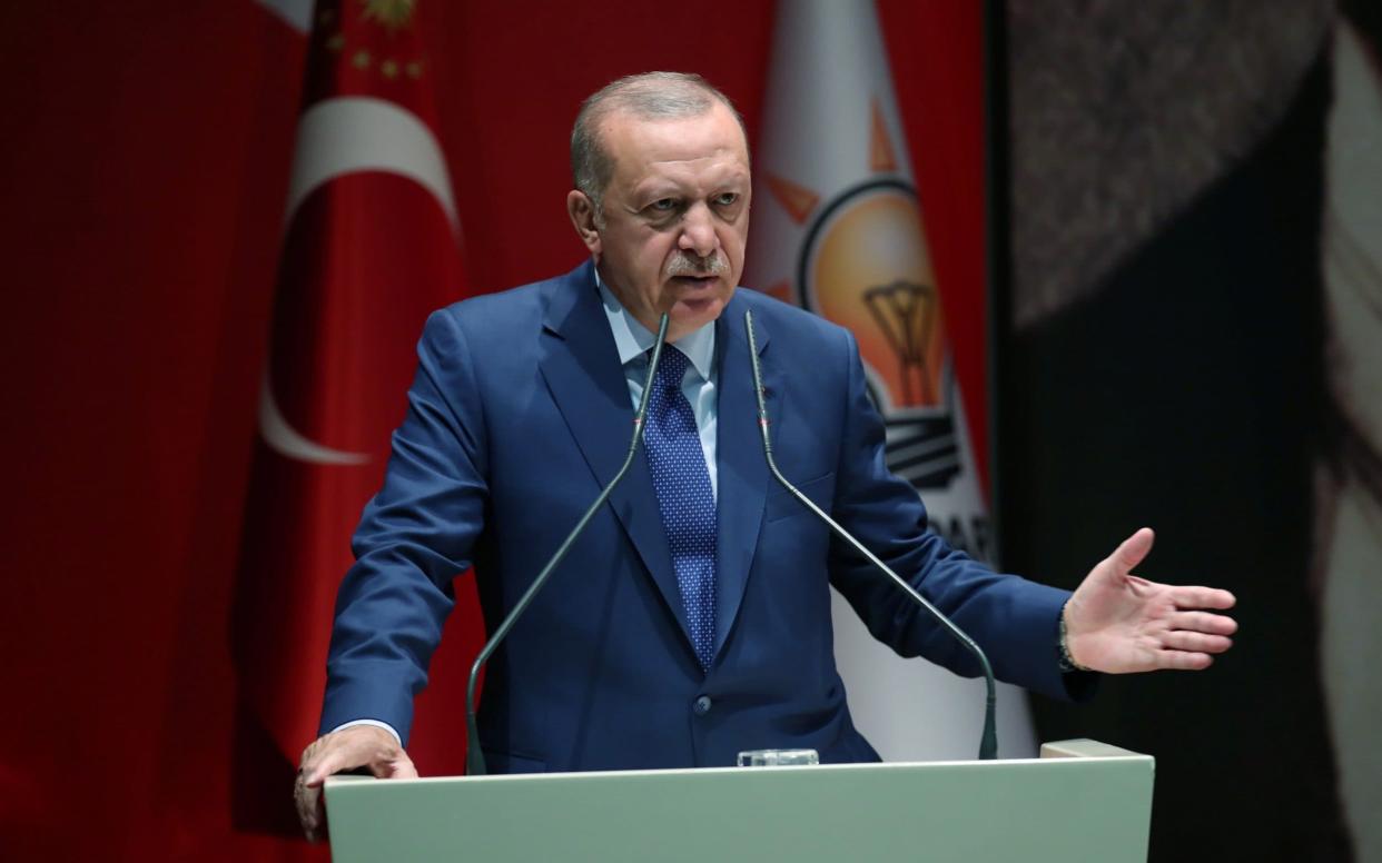 Turkish President Tayyip Erdogan spoke during a meeting of his ruling AK Party in Ankara - via REUTERS