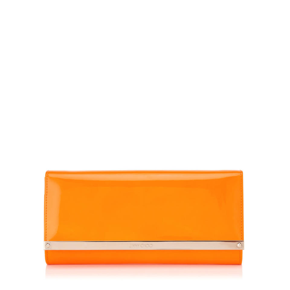 Neon Orange Patent Clutch Bag