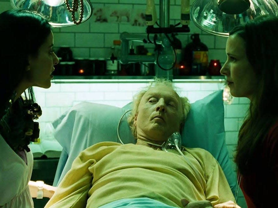 Bahar Soomekh as Lynn, Tobin Bell as John Kramer, and Shawnee Smith as Amanda Young in "Saw III."