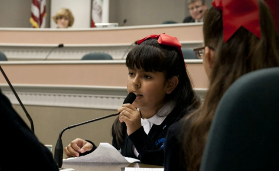 As fifth graders, the students testified about their history books. / Credit: CBS News