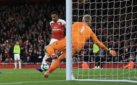 Pierre-Emerick Aubameyang scores Arsenal's second - Credit: Getty Images