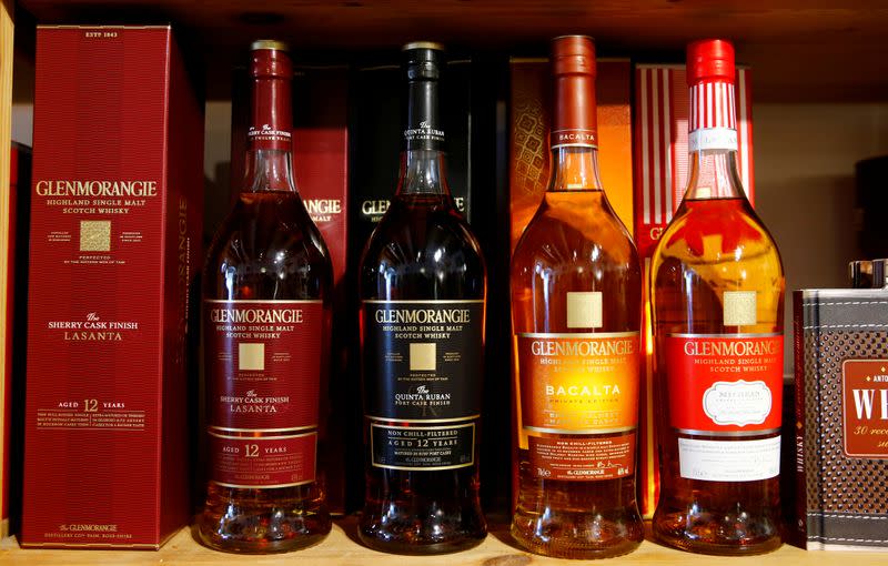 FILE PHOTO: Bottles of single malt scotch whisky Glenmorangie are pictured in a shop near Lausanne