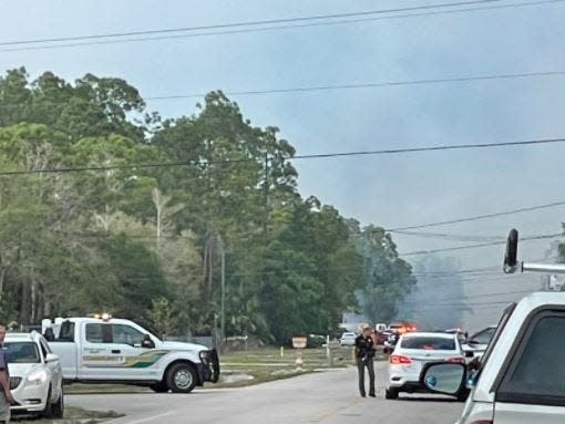 A brush fire got out of control as winds swept Golden Gate Estates on Friday, March 3, 2023. Law enforcement blocked roads throughout the area, including Troopers  closing westbound Immokalee Road at Everglades Boulevard,