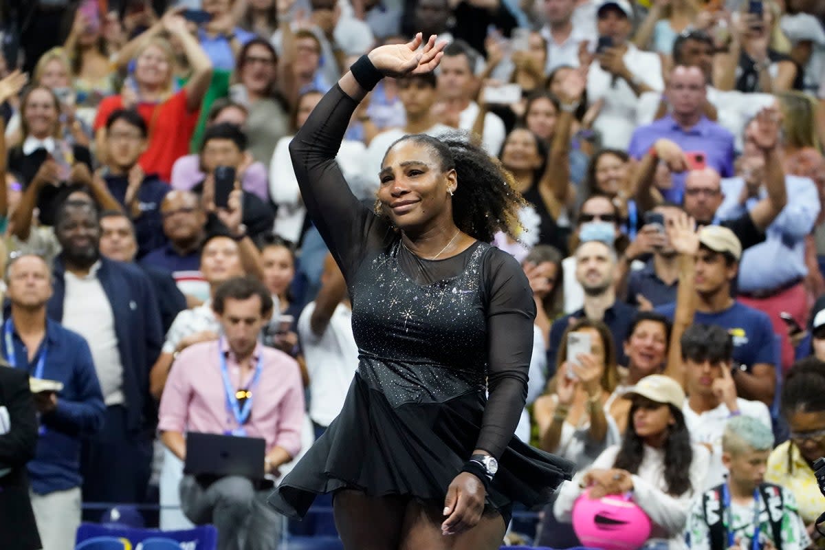 Serena Williams waved goodbye after her US Open defeat (John Minchillo/AP) (AP)