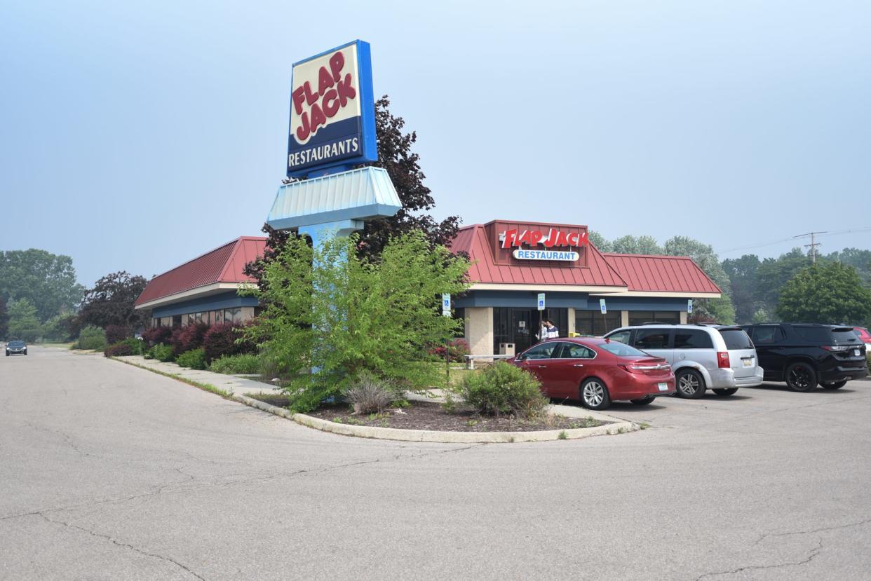 Signage on the Flap Jack Restaurant in Dewitt says they will close Friday, seen Thursday, June 29, 2023.