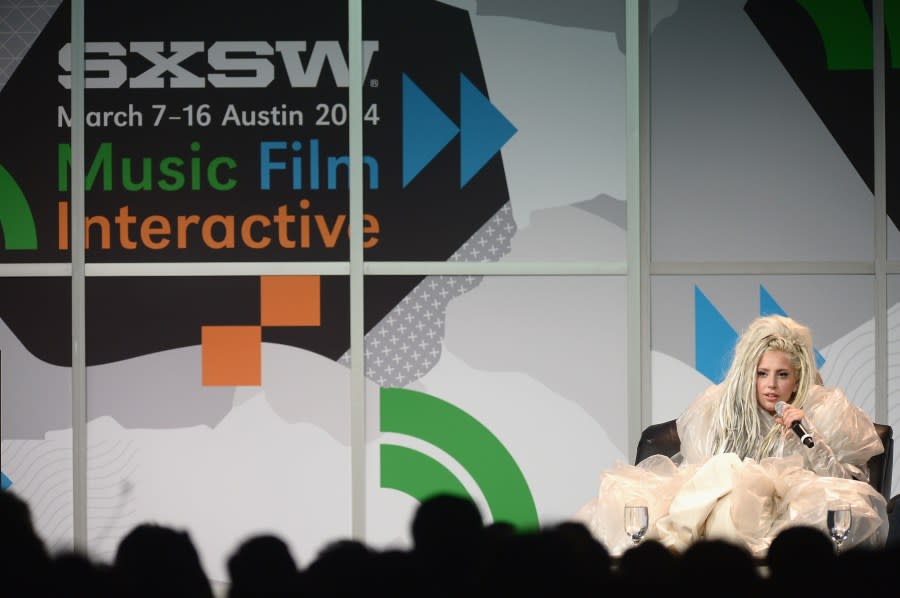 Musician Lady Gaga speaks at the 2014 SXSW Music, Film + Interactive Festival at the Hilton on March 14, 2014 in Austin, Texas. (Photo by Michael Loccisano/Getty Images for SXSW)