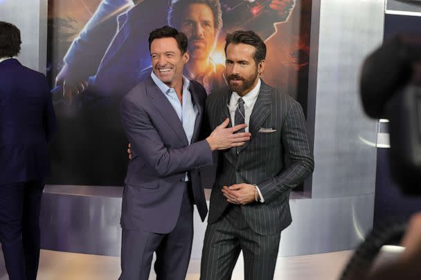 PHOTO: Hugh Jackman and Ryan Reynolds attend 'The Adam Project' New York Premiere, Feb. 28, 2022, in New York City. (Dia Dipasupil/FilmMagic via Getty Images)