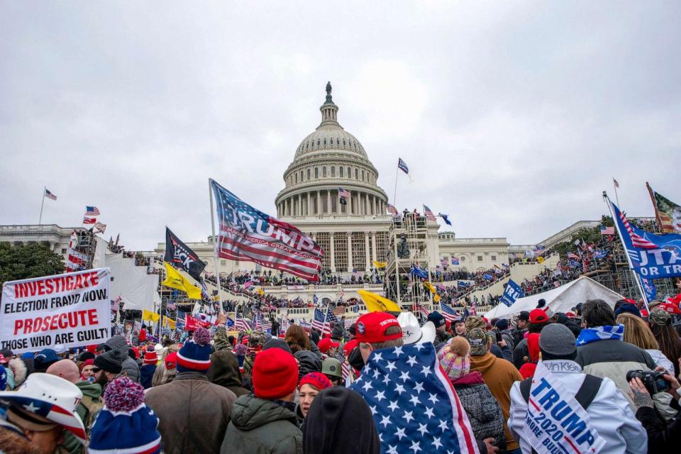 PHOTO: FILE - Rioters loyal to President Donald Trump rally at the Capitol in Washington on Jan. 6, 2021. (Jose Luis Magana/AP, FILE)