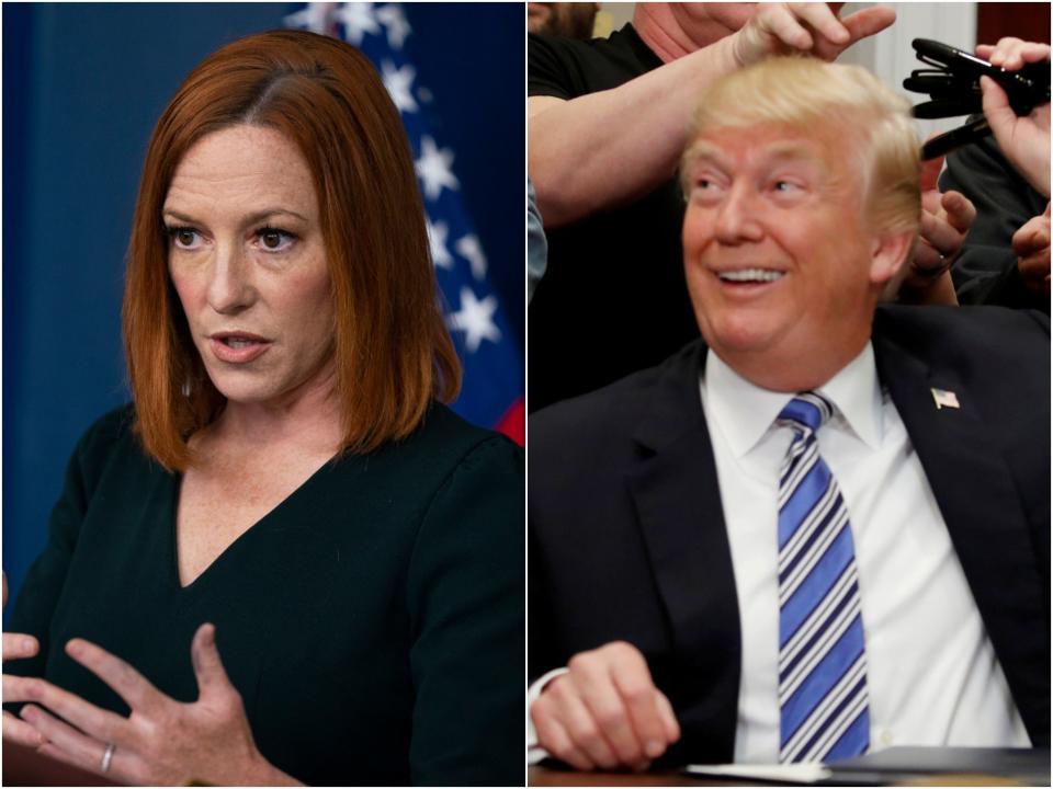 La secretaria de prensa de la Casa Blanca, Jen Psaki, dijo que la Casa Blanca no cambiaría su estrategia de mensajería si Donald Trump regresaba a las redes sociales. (AP/Reuters)