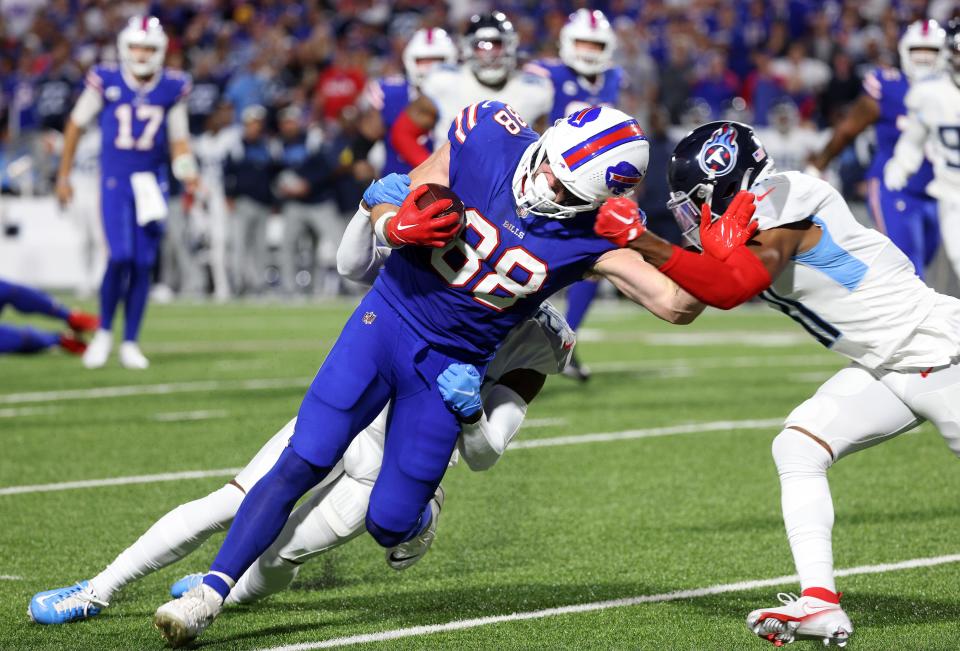 The Bills will be without tight end Dawson Knox against the Steelers.