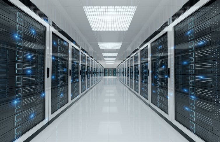 A long corridor of servers