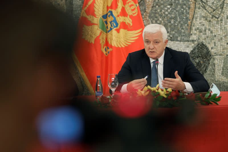 FILE PHOTO: Montenegro's Prime Minister Dusko Markovic announces that Montenegro is coronavirus-free country