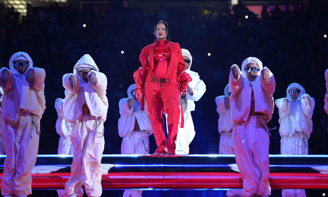 Rihanna performs during the Super Bowl LVII Halftime Show