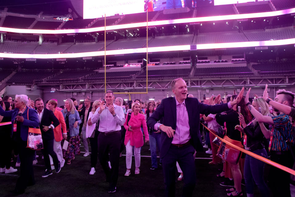 Dave Kimbell leading Ulta Beauty’s “Winners Walk.”