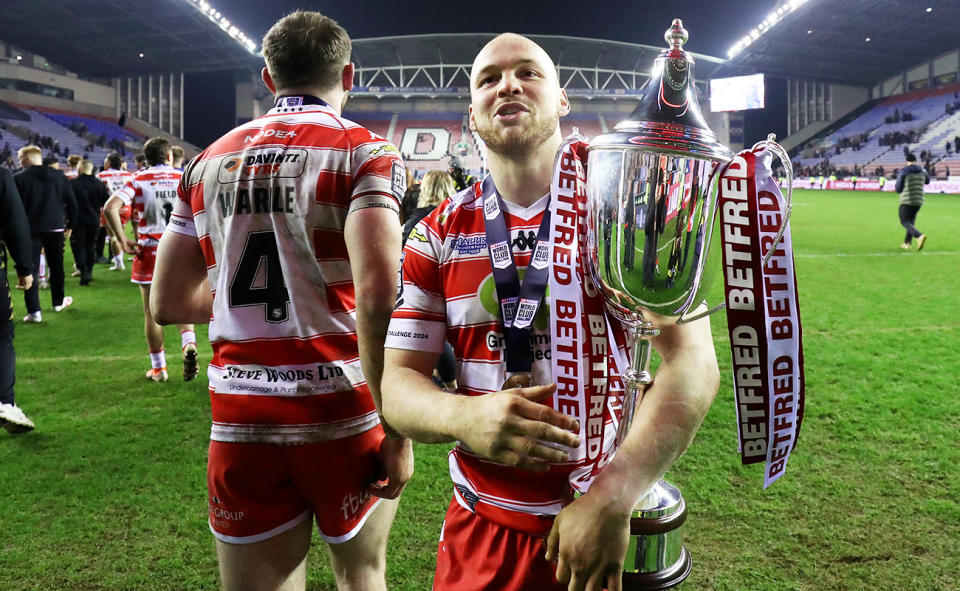 Wigan, pictured here after winning the World Club Challenge earlier this year.