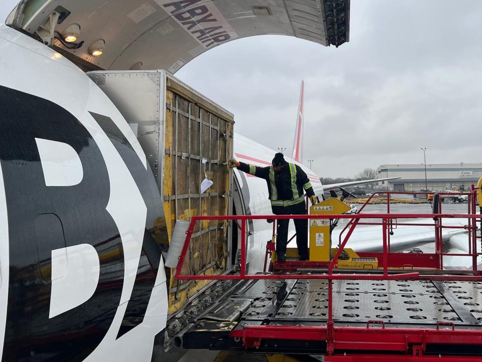 ABX converted Boeing 767-300 freighter tour at New York-JFK airport in January.