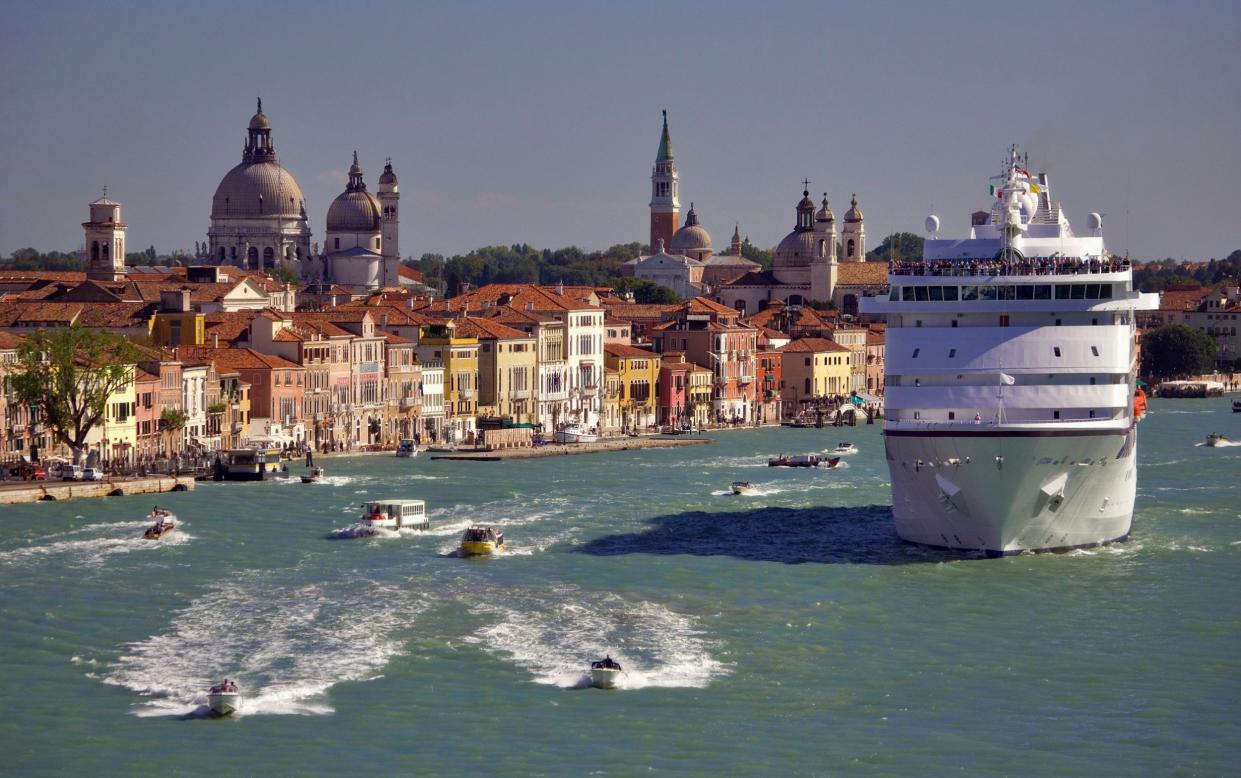 A cruise ship in the lagoon of Venice