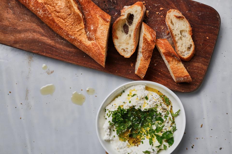 Ricotta with herbs is like a single-serving cheese plate.